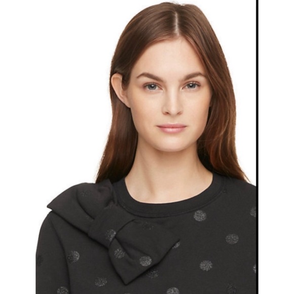 Kate spade glitter dot bow pullover sweater sz small dark gray - Picture 3 of 5